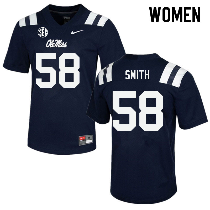 Demarcus Smith Ole Miss Rebels NCAA Women's Navy #58 Stitched Limited College Football Jersey SFF3558NO